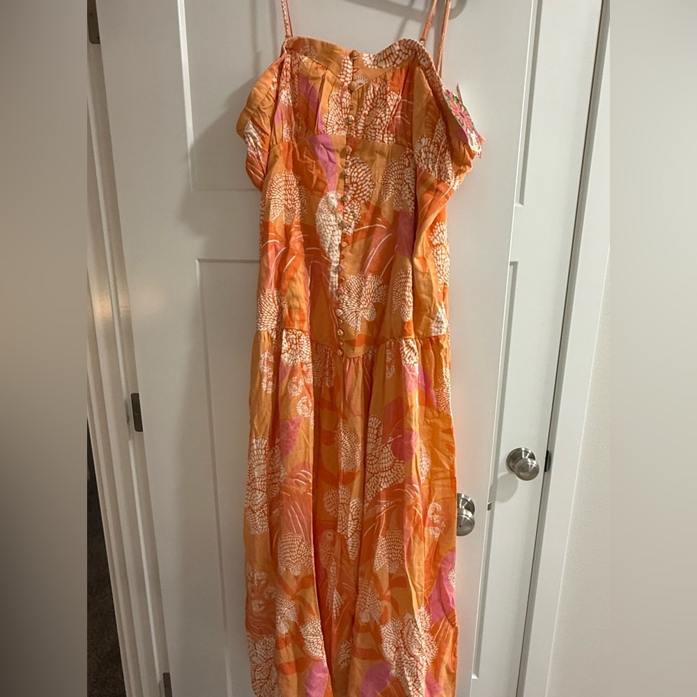 Vibrant Orange and Pink Maxi Dress
